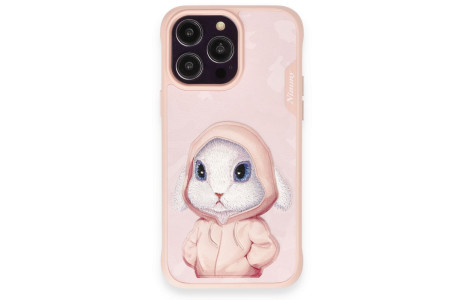 Newface iPhone 14 Pro Kılıf Nimmy Nakış Desenli Kapak - Pembe