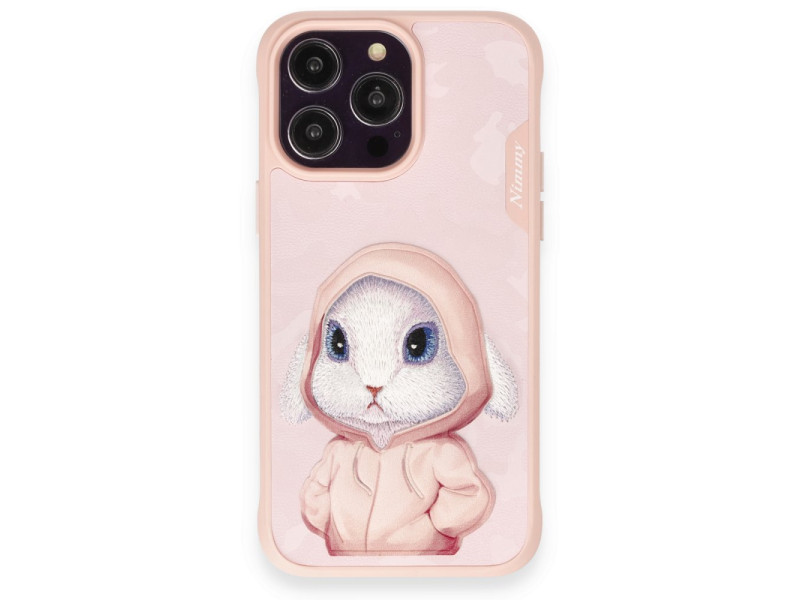 Newface iPhone 14 Pro Kılıf Nimmy Nakış Desenli Kapak - Pembe