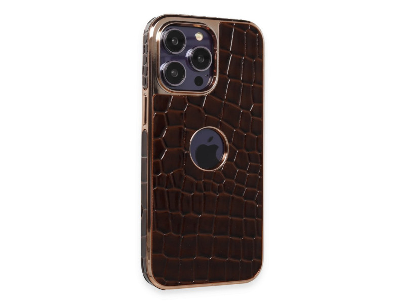 Newface iPhone 14 Pro Kılıf Snake Kapak - Kahverengi