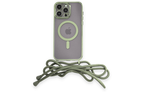 Newface iPhone 14 Pro Max Kılıf Divo Lazer Askılı Magsafe Kapak - Koyu Yeşil