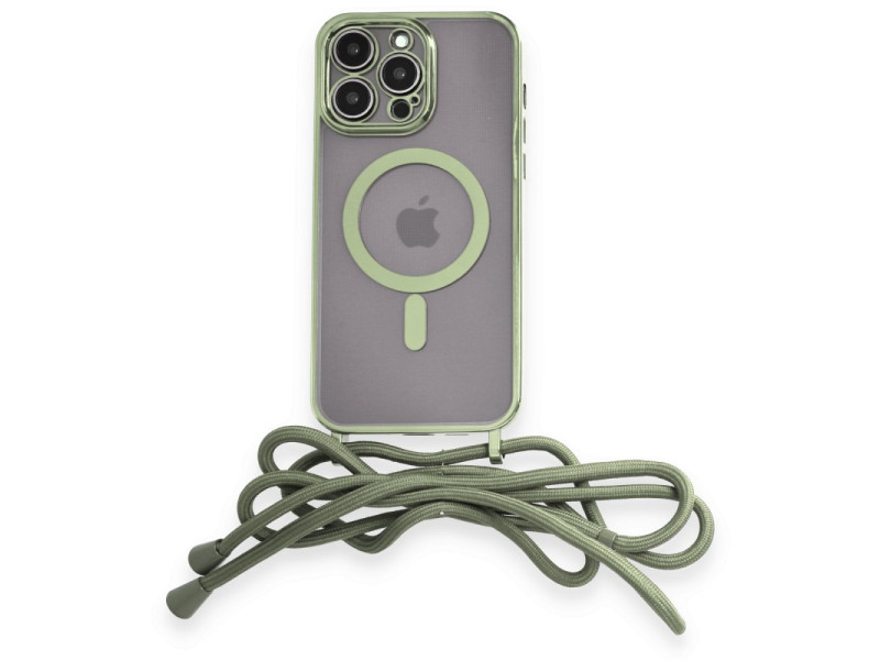 Newface iPhone 14 Pro Max Kılıf Divo Lazer Askılı Magsafe Kapak - Koyu Yeşil