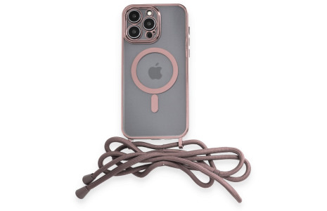 Newface iPhone 14 Pro Max Kılıf Divo Lazer Askılı Magsafe Kapak - Pembe