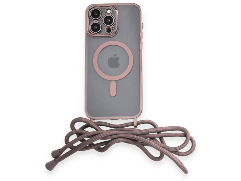 Newface iPhone 14 Pro Max Kılıf Divo Lazer Askılı Magsafe Kapak - Pembe