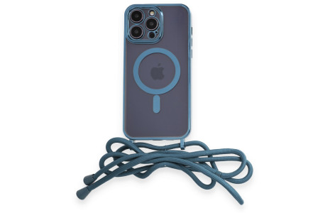 Newface iPhone 14 Pro Max Kılıf Divo Lazer Askılı Magsafe Kapak - Sierra Blue