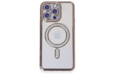 Newface iPhone 14 Pro Max Kılıf Joke Simli Magneticsafe Kılıf - Pembe