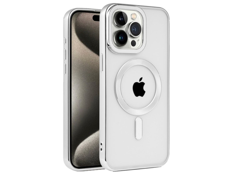 Newface iPhone 14 Pro Max Kılıf Kronos Magsafe Kapak - Gümüş