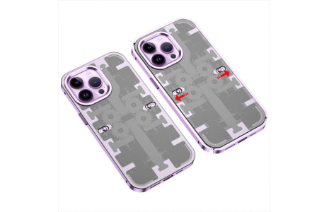 Newface iPhone 14 Pro Max Kılıf Mekanik Bumper Kapak - Derin Mor