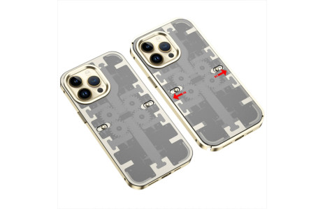 Newface iPhone 14 Pro Max Kılıf Mekanik Bumper Kapak - Gold