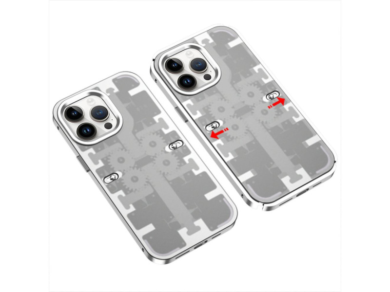 Newface iPhone 14 Pro Max Kılıf Mekanik Bumper Kapak - Gümüş
