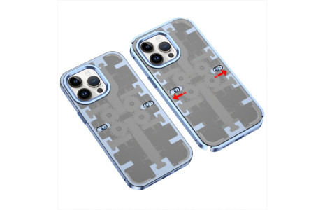 Newface iPhone 14 Pro Max Kılıf Mekanik Bumper Kapak - Mavi
