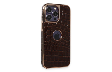 Newface iPhone 14 Pro Max Kılıf Snake Kapak - Kahverengi