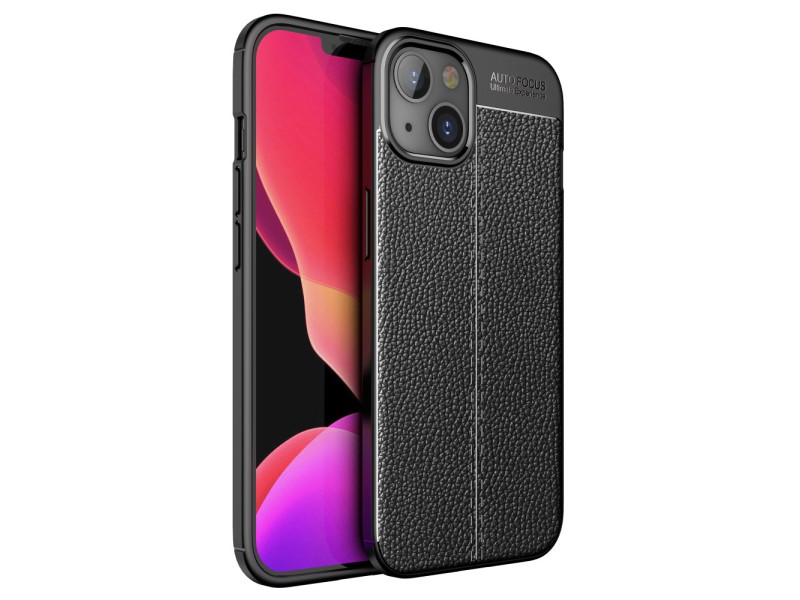 Newface iPhone 15 Kılıf Focus Derili Silikon - Siyah