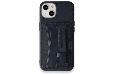 HDD iPhone 15 Kılıf HD Deri Kartvizitli Kapak - Lacivert