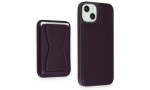 HDD iPhone 15 Kılıf HD Deri Luxury Magnet Kartvizitli Kapak - Derin Mor