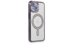 Newface iPhone 15 Kılıf Joke Simli Magneticsafe Kılıf - Derin Mor