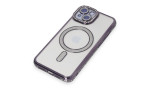 Newface iPhone 15 Kılıf Joke Simli Magneticsafe Kılıf - Derin Mor