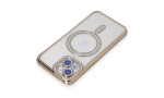 Newface iPhone 15 Kılıf Joke Simli Magneticsafe Kılıf - Gold