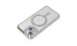 Newface iPhone 15 Kılıf Joke Simli Magneticsafe Kılıf - Gümüş