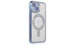 Newface iPhone 15 Kılıf Joke Simli Magneticsafe Kılıf - Mavi