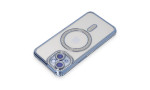 Newface iPhone 15 Kılıf Joke Simli Magneticsafe Kılıf - Mavi