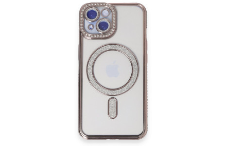 Newface iPhone 15 Kılıf Joke Simli Magneticsafe Kılıf - Pembe
