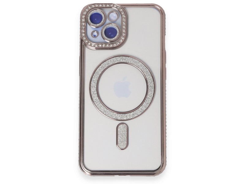 Newface iPhone 15 Kılıf Joke Simli Magneticsafe Kılıf - Pembe
