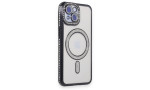 Newface iPhone 15 Kılıf Joke Simli Magneticsafe Kılıf - Siyah