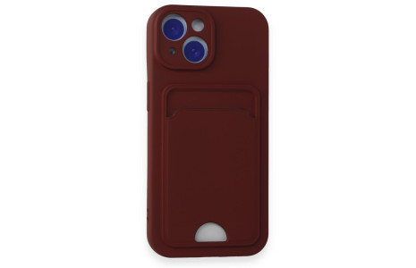 Newface iPhone 15 Kılıf Kelvin Kartvizitli Silikon - Bordo