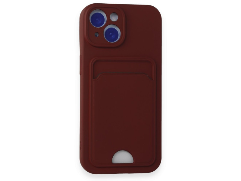 Newface iPhone 15 Kılıf Kelvin Kartvizitli Silikon - Bordo