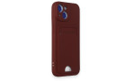 Newface iPhone 15 Kılıf Kelvin Kartvizitli Silikon - Bordo