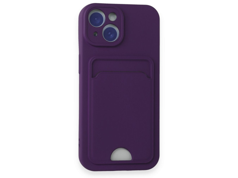 Newface iPhone 15 Kılıf Kelvin Kartvizitli Silikon - Derin Mor