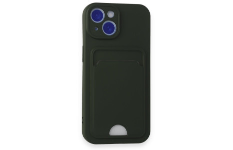 Newface iPhone 15 Kılıf Kelvin Kartvizitli Silikon - Koyu Yeşil