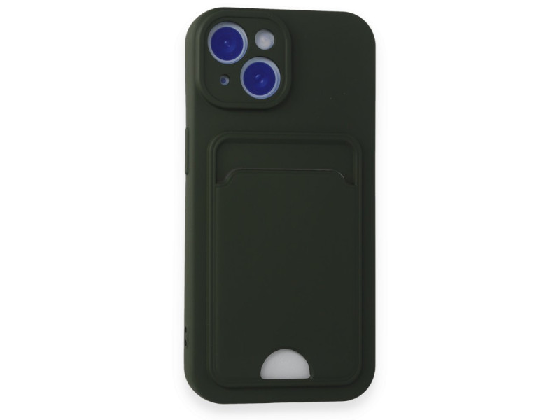 Newface iPhone 15 Kılıf Kelvin Kartvizitli Silikon - Koyu Yeşil