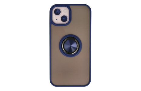 Newface iPhone 15 Kılıf Montreal Yüzüklü Silikon Kapak - Lacivert