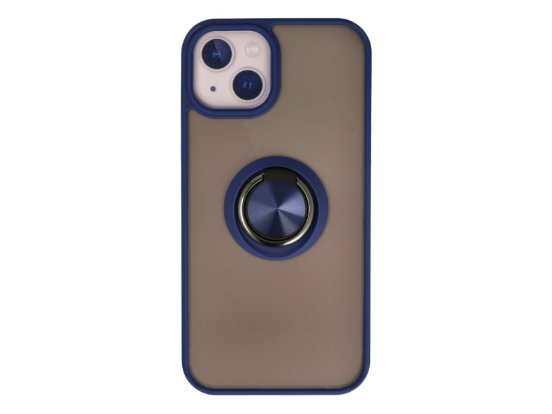 Newface iPhone 15 Kılıf Montreal Yüzüklü Silikon Kapak - Lacivert