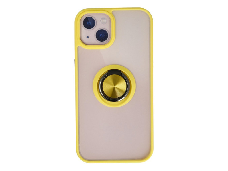 Newface iPhone 15 Kılıf Montreal Yüzüklü Silikon Kapak - Sarı