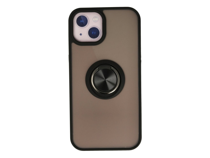 Newface iPhone 15 Kılıf Montreal Yüzüklü Silikon Kapak - Siyah