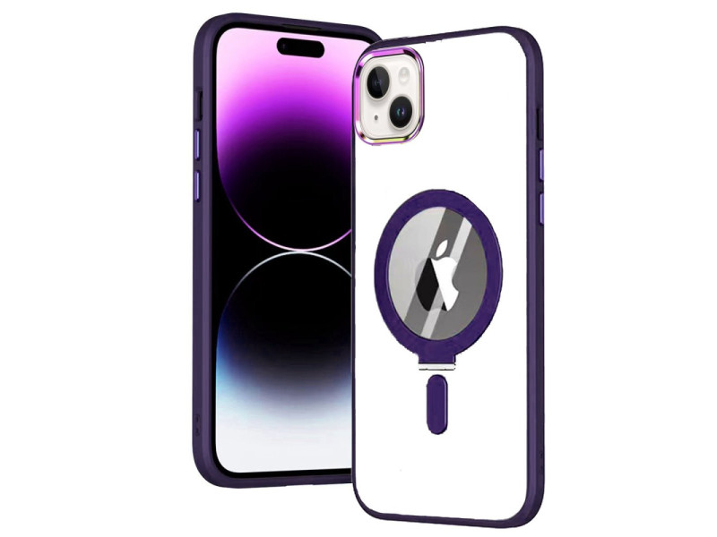 Newface iPhone 15 Kılıf Mudo Magneticsafe Standlı Kapak - Derin Mor