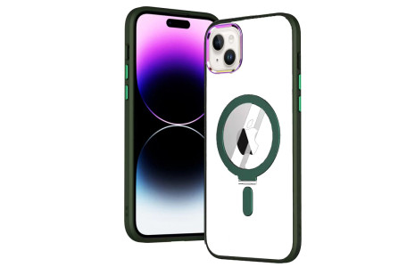 Newface iPhone 15 Kılıf Mudo Magneticsafe Standlı Kapak - Köknar Yeşili