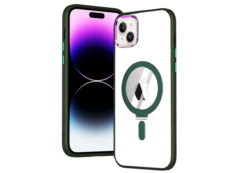Newface iPhone 15 Kılıf Mudo Magneticsafe Standlı Kapak - Köknar Yeşili