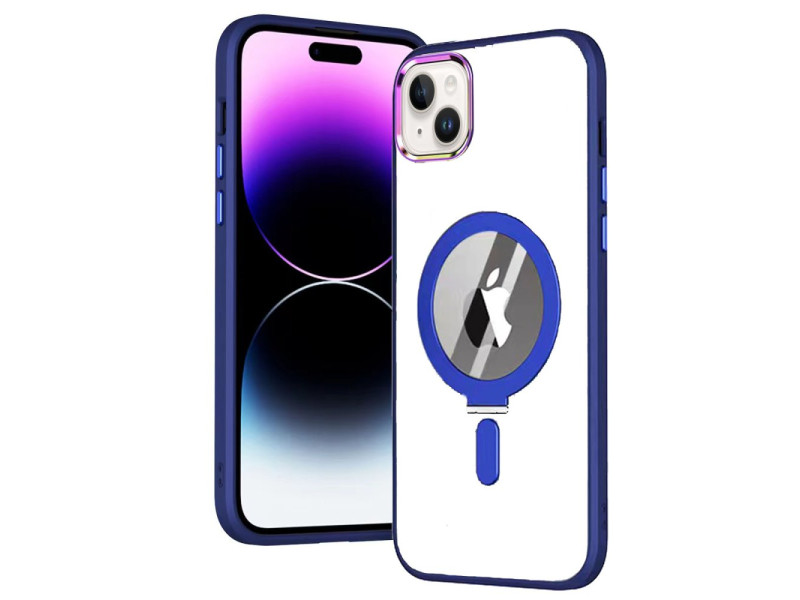 Newface iPhone 15 Kılıf Mudo Magneticsafe Standlı Kapak - Lacivert