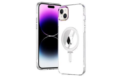 Newface iPhone 15 Kılıf Mudo Magneticsafe Standlı Kapak - Şeffaf