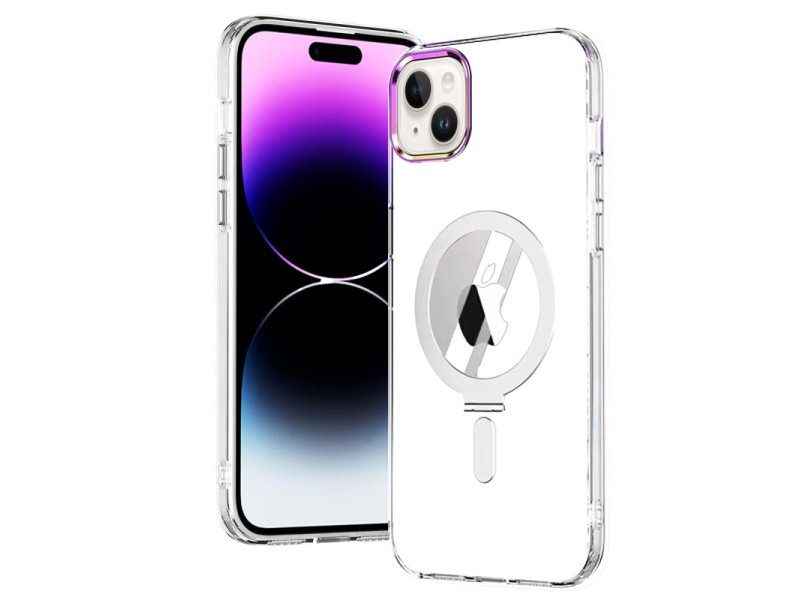 Newface iPhone 15 Kılıf Mudo Magneticsafe Standlı Kapak - Şeffaf