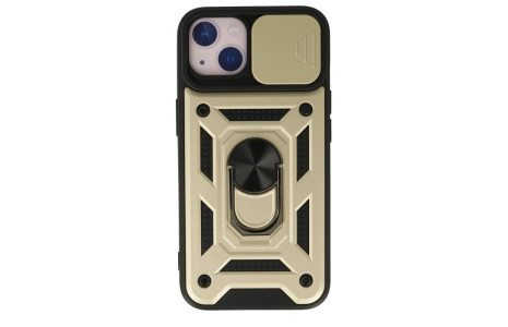 Newface iPhone 15 Kılıf Pars Lens Yüzüklü Silikon - Gold