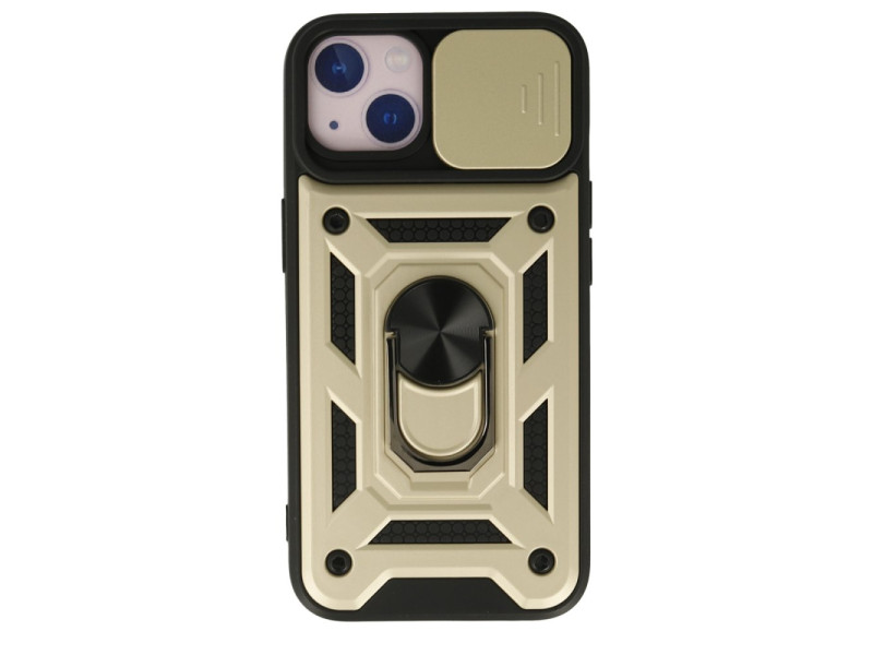 Newface iPhone 15 Kılıf Pars Lens Yüzüklü Silikon - Gold