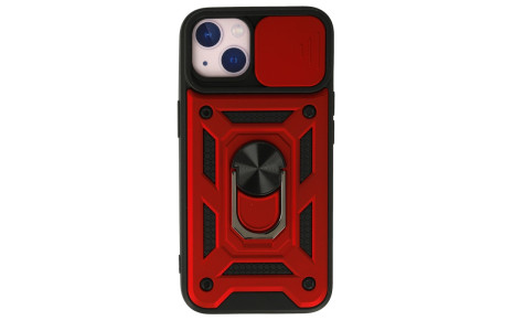 Newface iPhone 15 Kılıf Pars Lens Yüzüklü Silikon - Kırmızı