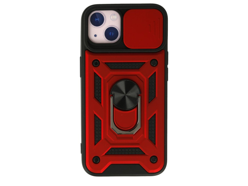 Newface iPhone 15 Kılıf Pars Lens Yüzüklü Silikon - Kırmızı