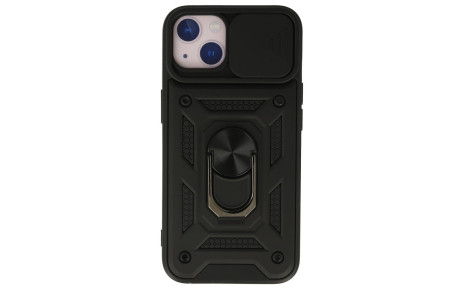 Newface iPhone 15 Kılıf Pars Lens Yüzüklü Silikon - Siyah