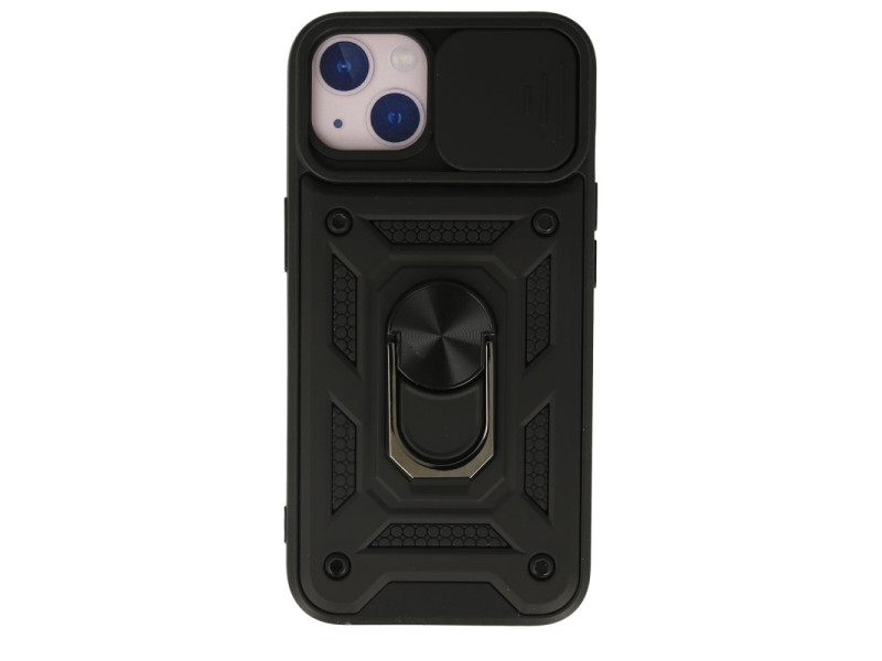 Newface iPhone 15 Kılıf Pars Lens Yüzüklü Silikon - Siyah