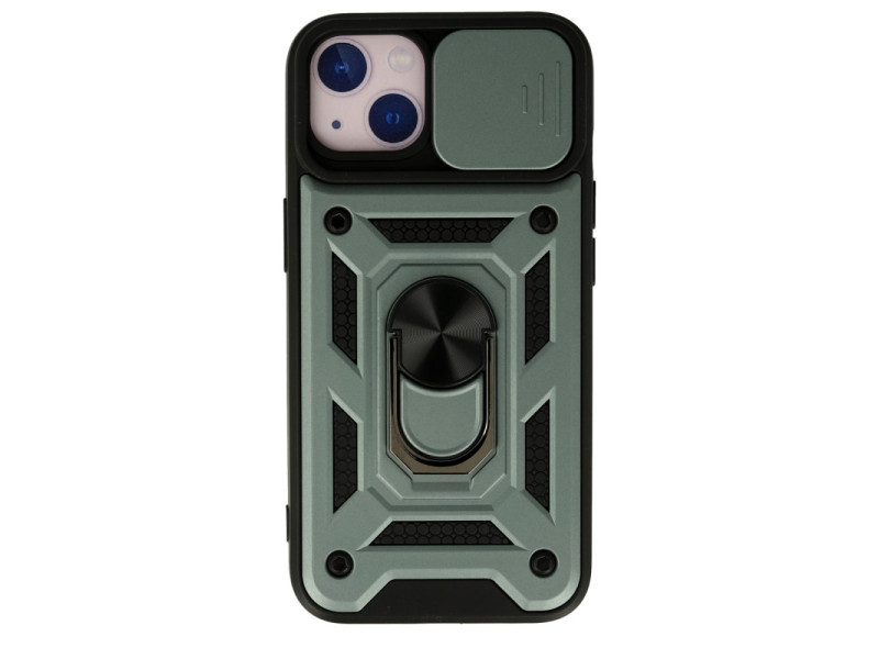 Newface iPhone 15 Kılıf Pars Lens Yüzüklü Silikon - Yeşil